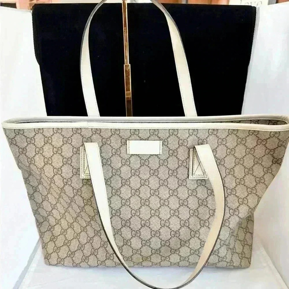 Authentic Gucci Gg Monogram Tote Bag Beige/Cream Medium - Picture 3 of 15